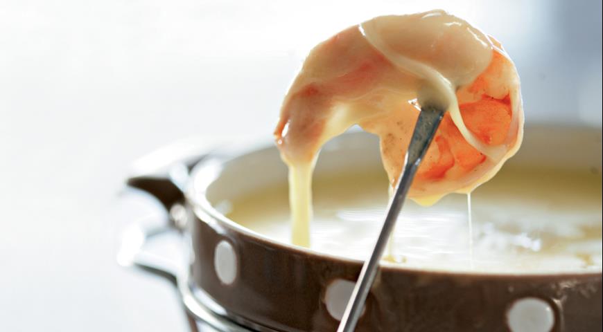 Рецепт Сырное фондю с горчицей и креветками