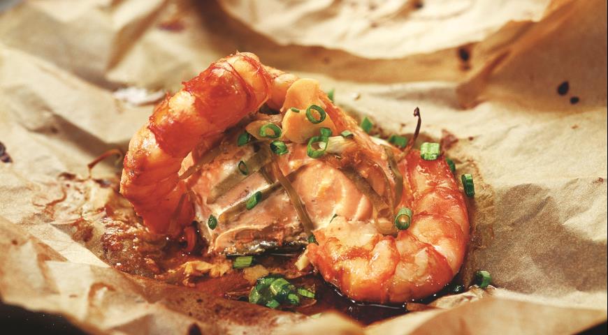 Рецепт Конвертики с лососем и креветками