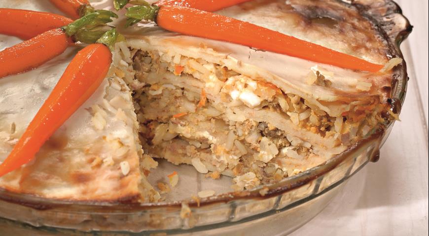 Рецепт Блинчатый пирог с мясом и яйцами