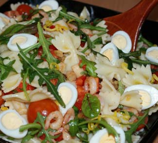 Рецепт Бантики с морепродуктами и рукколой
