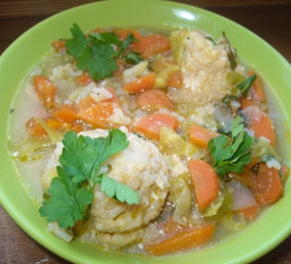 Рецепт Густой овощной суп с рисовыми фрикадельками
