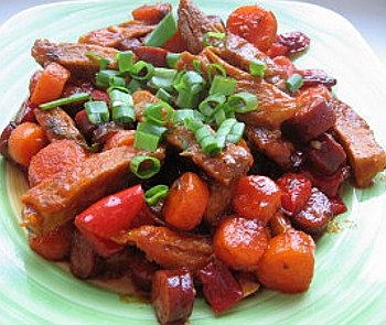 Рецепт Свинина с овощами в соусе барбекью