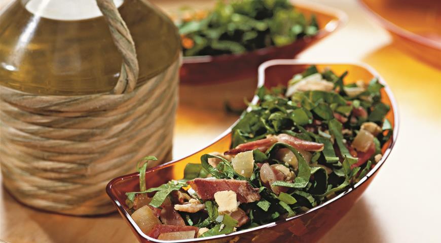 Рецепт Зеленый салат с беконом