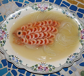 Рецепт Заливное с креветками Золотая рыбка
