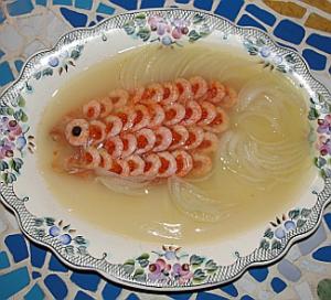 Заливное с креветками Золотая рыбка