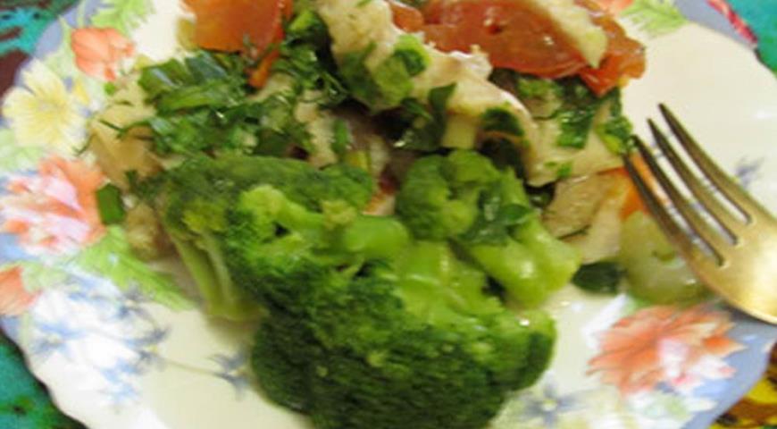 Рецепт Диетический морской окунь, запеченный с овощами