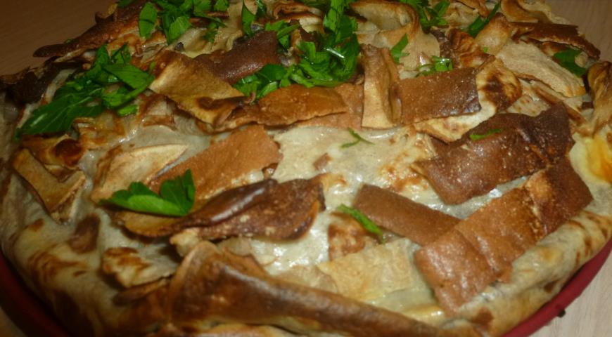 Рецепт Блинный торт с сыром и грибами