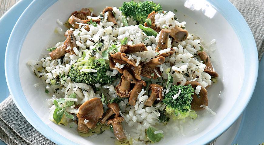 Рис с грибами и брокколи