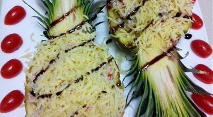 Рецепт Салат из курочки с ананасами Гавайская вечеринка