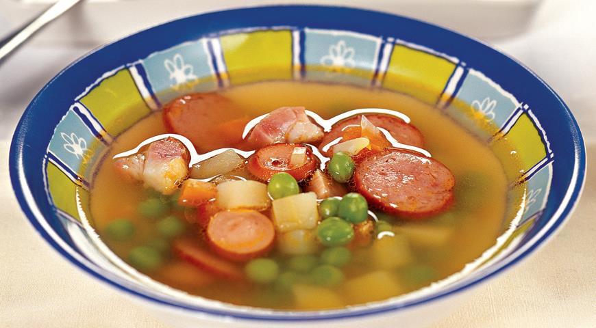 Рецепт Гороховый суп с сосисками