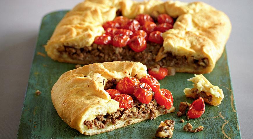 Рецепт Открытый пирог с бараниной, грибами и помидорами