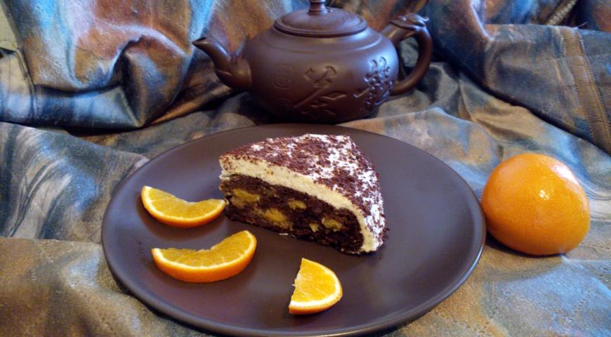 Рецепт Шоколадно-апельсиновая шарлотка-торт с кремом