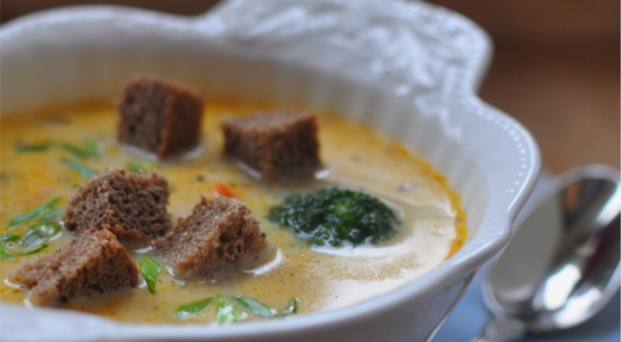 Рецепт Сырный суп с брокколи и спаржей