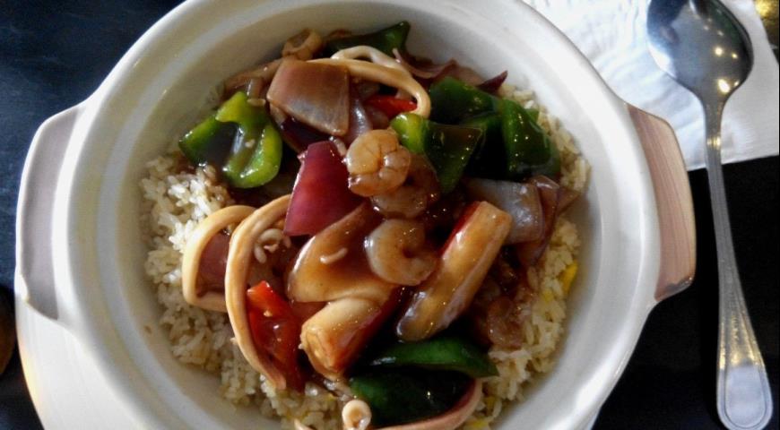 Рецепт Рис с морепродуктами по-китайски