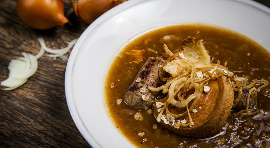 Рецепт Луковый суп с кебабом из утки