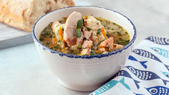 Суп рыбный с икорными клецками