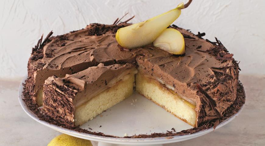 Торт с грушами и шоколадным кремом, пошаговый рецепт с фото на 651 ккал