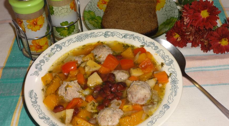 Рецепт овощного супа с фрикадельками