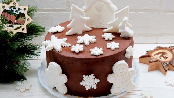 Новогодний торт Снежинка