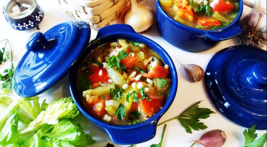 Фото приготовления рецепта: Овощной суп с индейкой, шаг №10