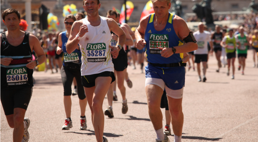 Gordon Ramsay (right) participating in the London Marathon. April 2009