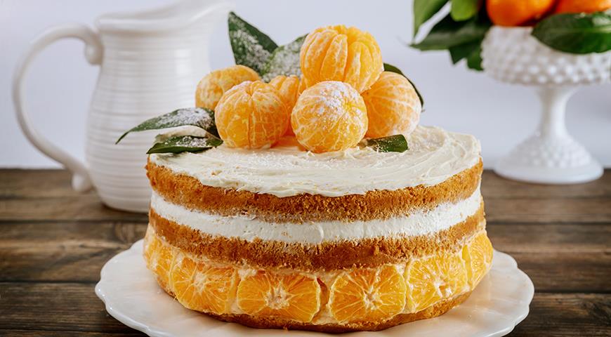 Праздничный торт с мандаринами