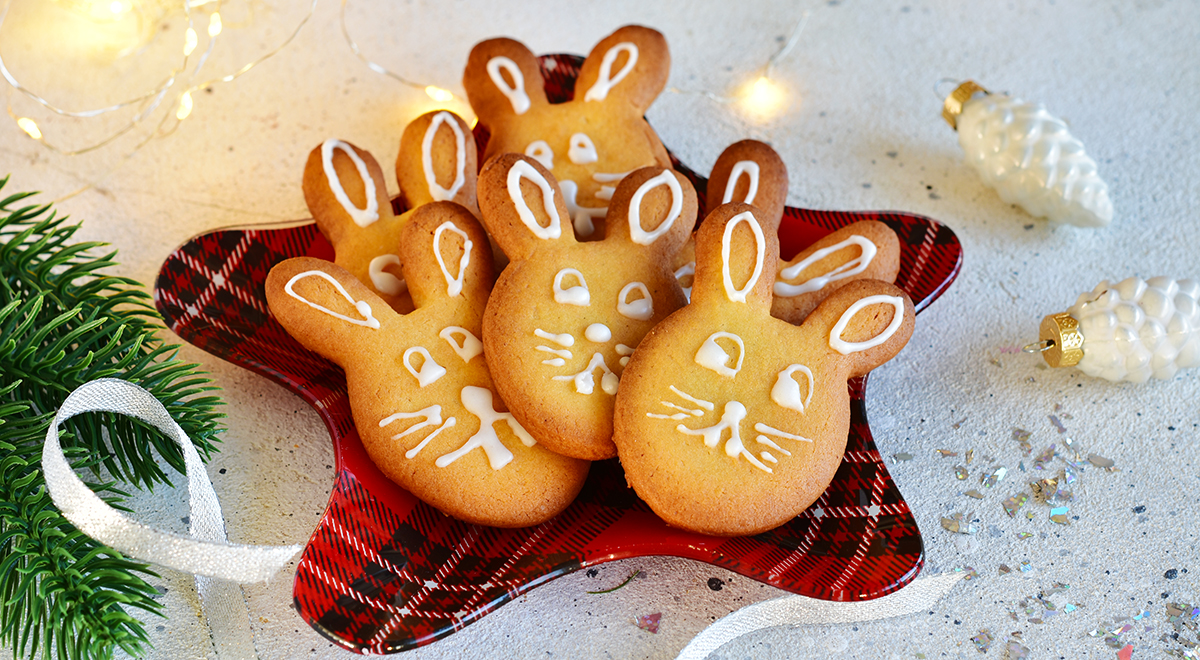 Новогоднее печенье «Кролики»