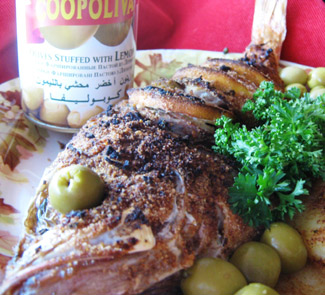 Рецепт Красный морской окунь, запеченный с картофелем и оливками