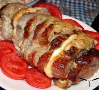 Рецепт Мясо, запеченное с грибами и помидорами