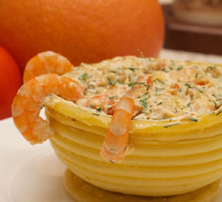 Рецепт Макаронная чашка с креветками в сливочном соусе